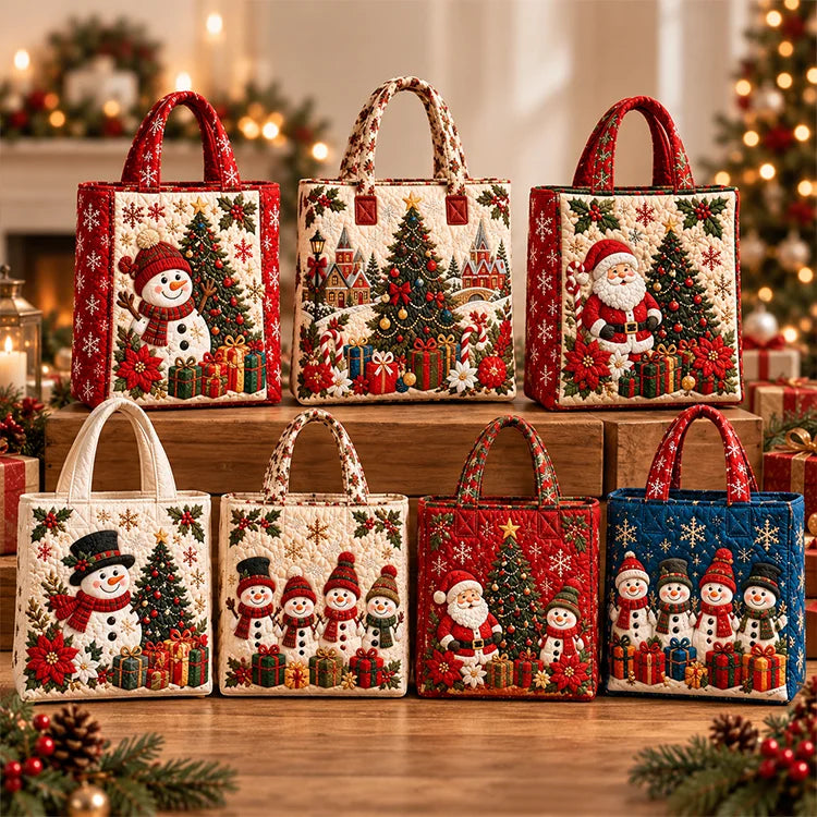 Quilted Christmas Tote Bag – Festive Holiday Carryall