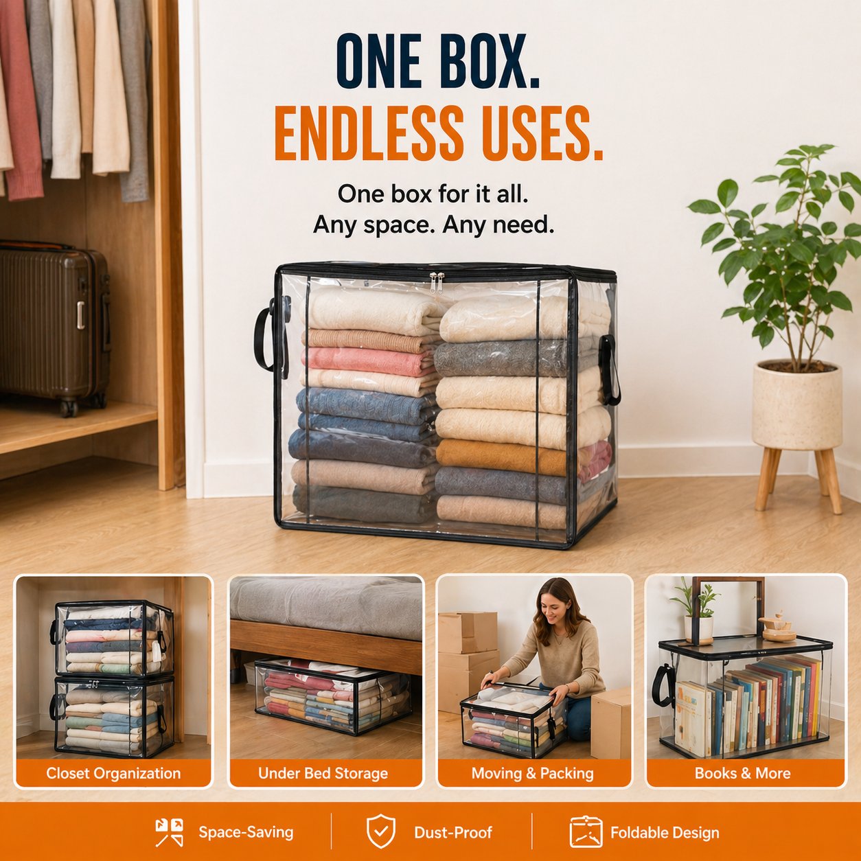 🎁💞LAST DAY 50% OFF ✨📦Large Heavy-Duty Thick Plastic Clear Storage
