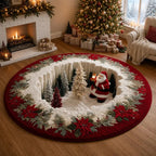 New 3D Christmas Illusion Round Rug – Fun Holiday Accent Floor Mat