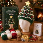 DIY Light-Up Christmas Tree Crochet Hat Kit – Handmade Holiday Craft & Party Hat