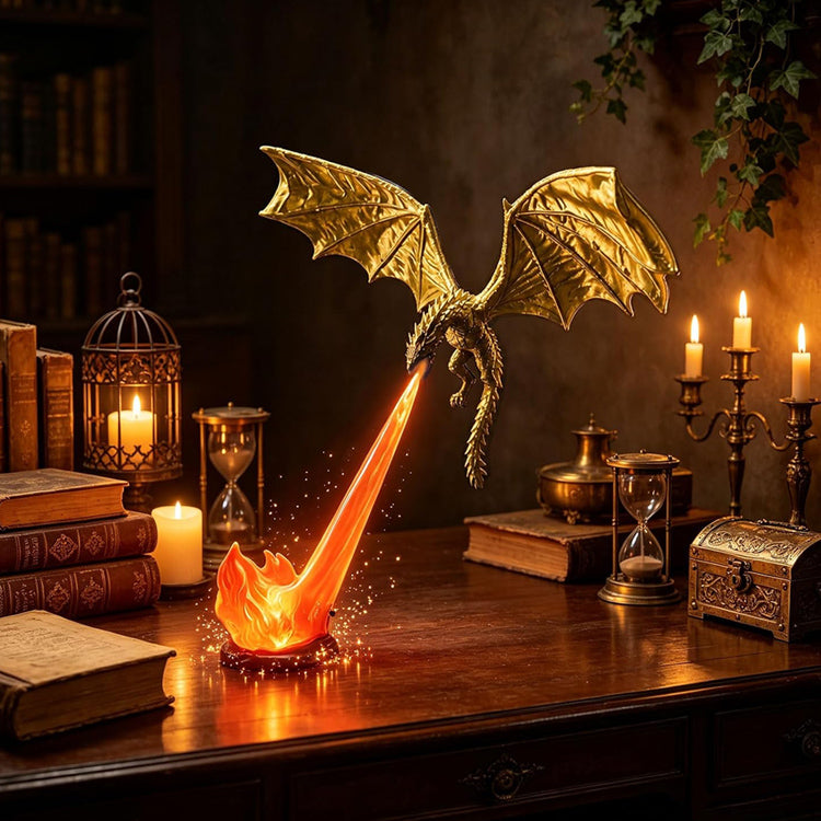 3D Dragon Fire Bookshelf Light – Flying Fantasy Nook Decor