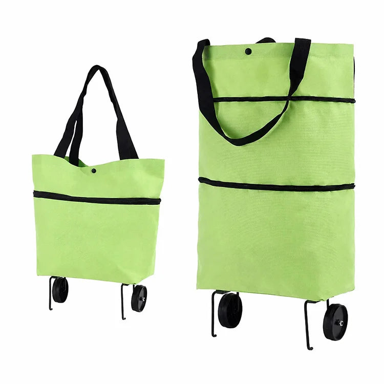 2-in-1 Foldable Rolling Shopping Tote