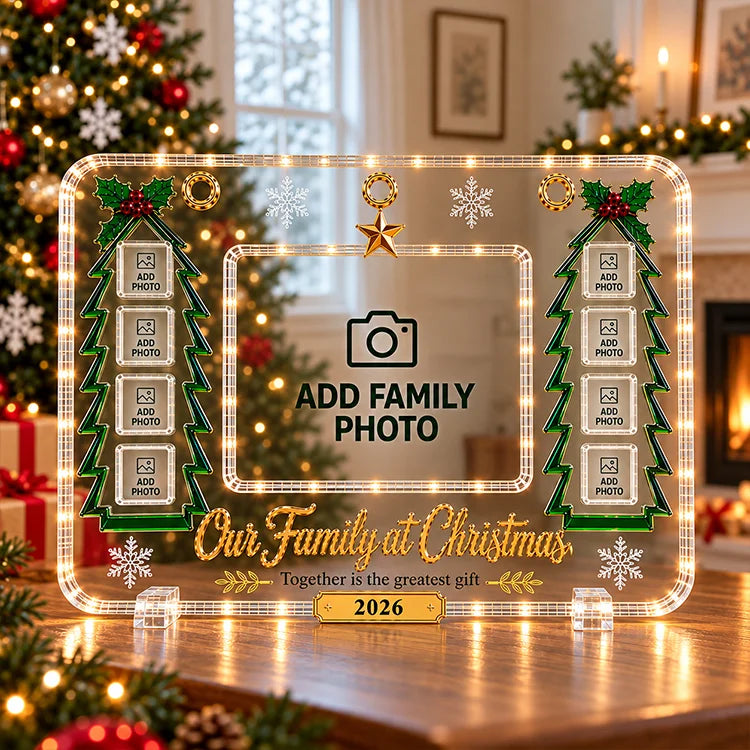 Our Family at Christmas Acrylic Photo Keepsake Frame