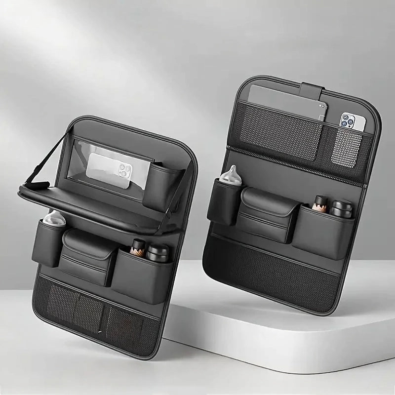 Premium Nappa Seat Organizer with Foldable Tray — Sleek, Durable & Ultra-Soft
