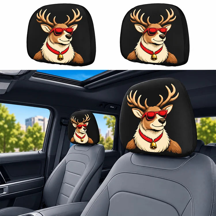 Christmas Car Headrest Cover – Stretch-Fit Holiday Seat Decor