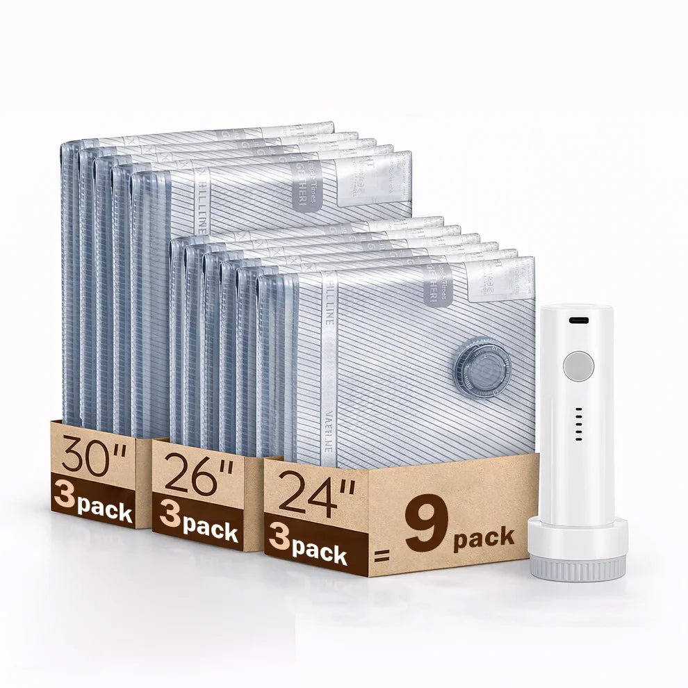 Cordless Vacuum Compression Bags with Electric Pump - Save Up to 80% Space in Seconds