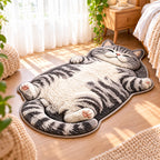 3D Plush Cat Floor Mat – Washable Absorbent Microfiber Rug