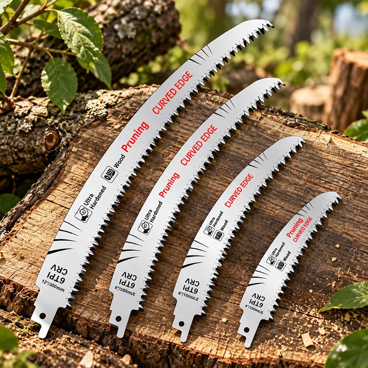 4-Piece Curved Pruning Saw Blade Set – 6″/9″/12″/15″ Reciprocating Saw Blades