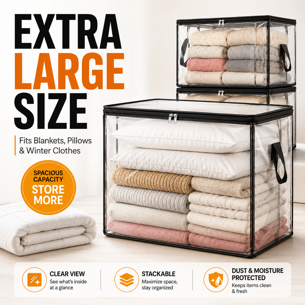 🎁💞LAST DAY UP TO 70% OFF ✨📦EXTRA Large Heavy-Duty Thick Plastic Clear Storage