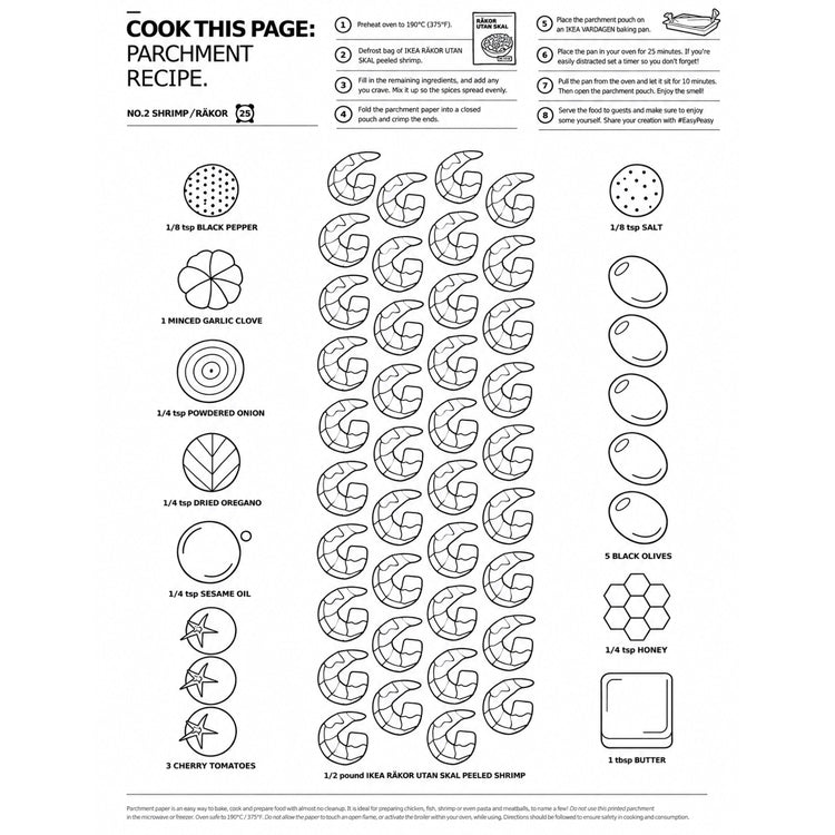 Recipe-Printed Parchment Paper Sheets