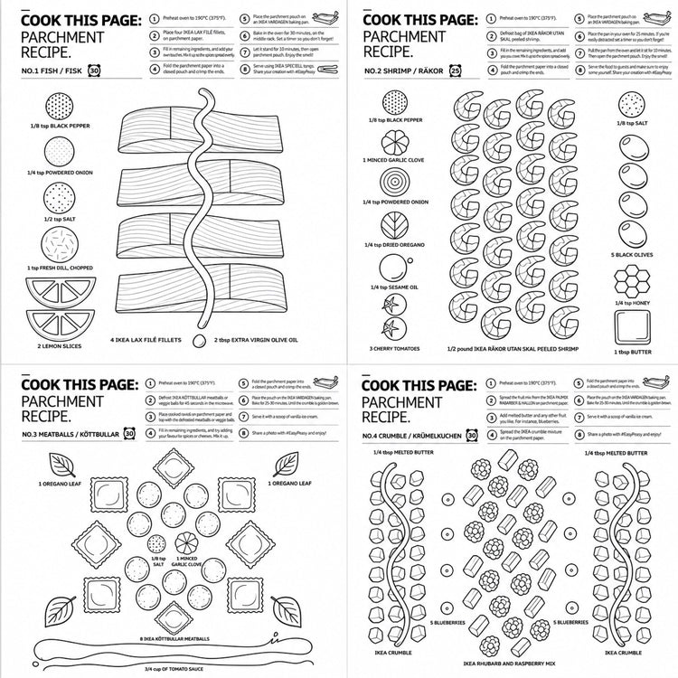 Recipe-Printed Parchment Paper Sheets