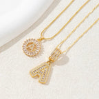 14K Diamond Letter Initial Necklaces Set (2-Piece)