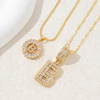 14K Diamond Letter Initial Necklaces Set (2-Piece)