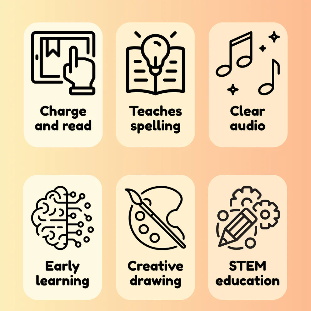 Kids Learning & Drawing Tablet — No Blue Light, 224 Words for Early Learning