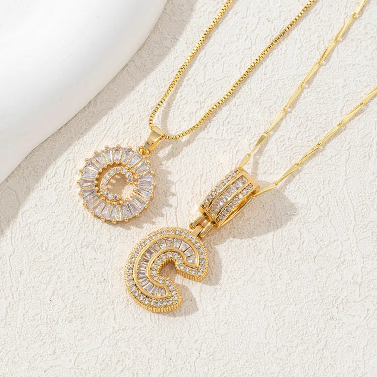 14K Diamond Letter Initial Necklaces Set (2-Piece)