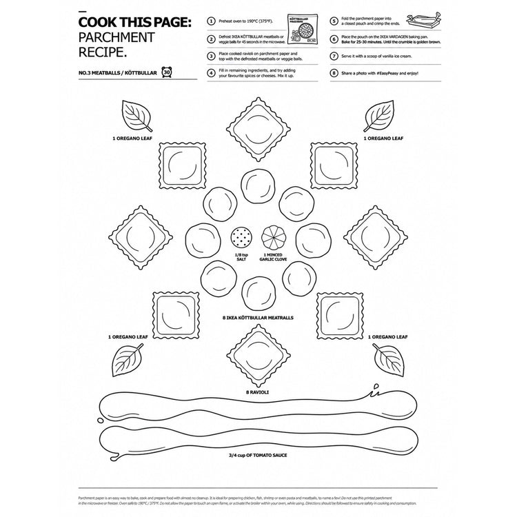 Recipe-Printed Parchment Paper Sheets