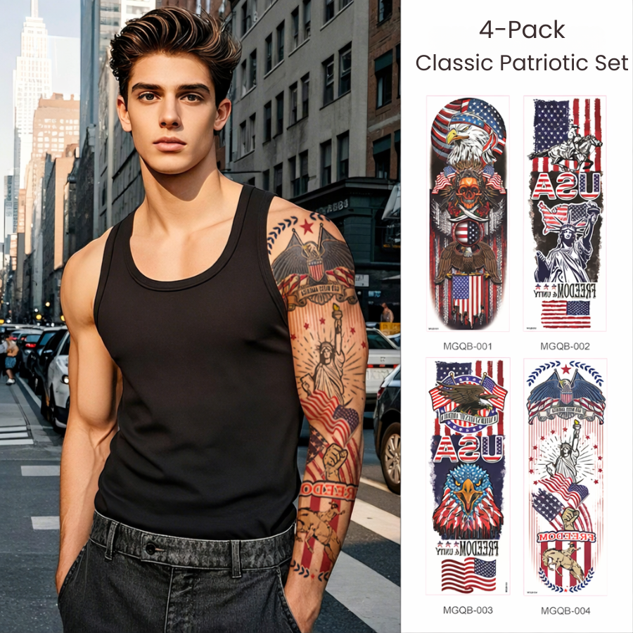 Realistic Full Arm Tattoo Sleeves – USA 250th Freedom Collection