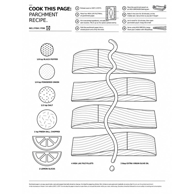 Recipe-Printed Parchment Paper Sheets
