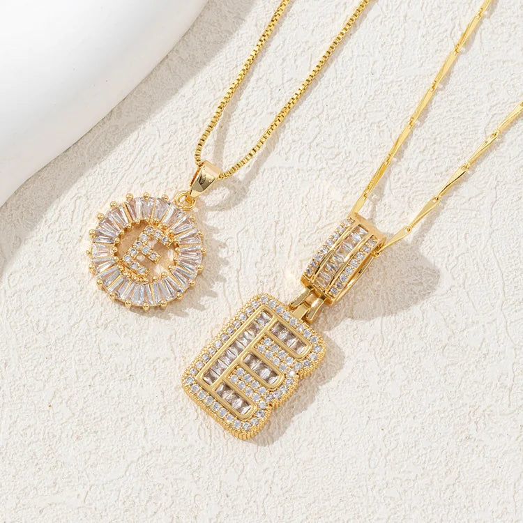 14K Diamond Letter Initial Necklaces Set (2-Piece)