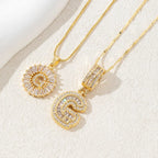 14K Diamond Letter Initial Necklaces Set (2-Piece)