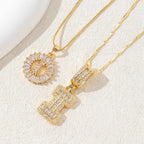 14K Diamond Letter Initial Necklaces Set (2-Piece)