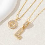 14K Diamond Letter Initial Necklaces Set (2-Piece)