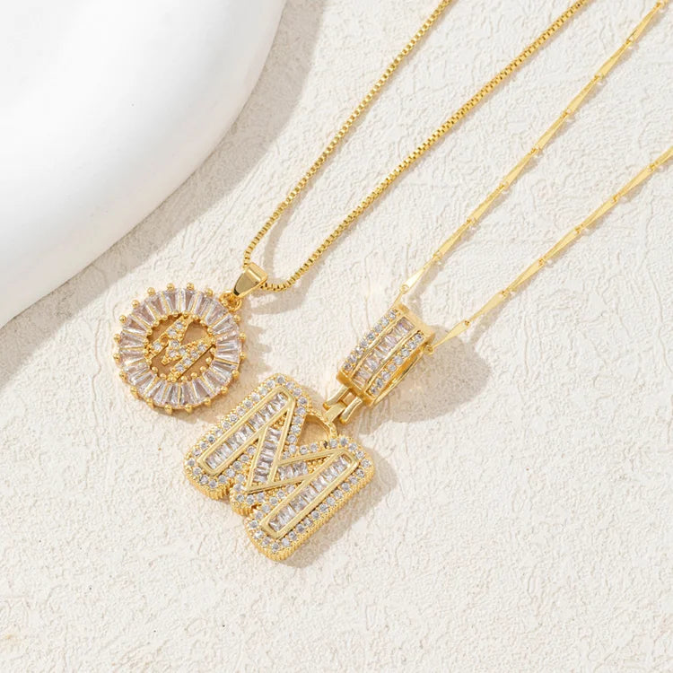 14K Diamond Letter Initial Necklaces Set (2-Piece)