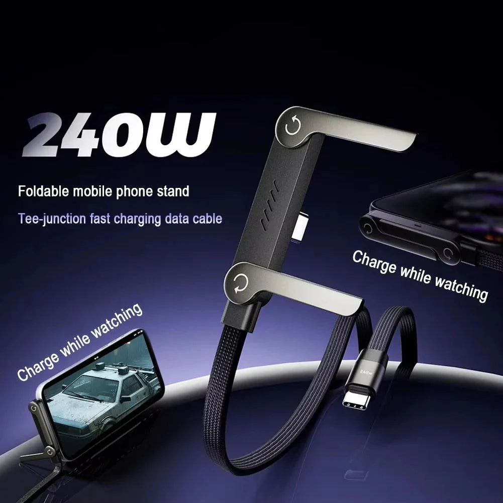 High-Power Fast Charging Cable with Built-in Phone Stand