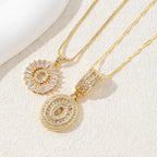 14K Diamond Letter Initial Necklaces Set (2-Piece)