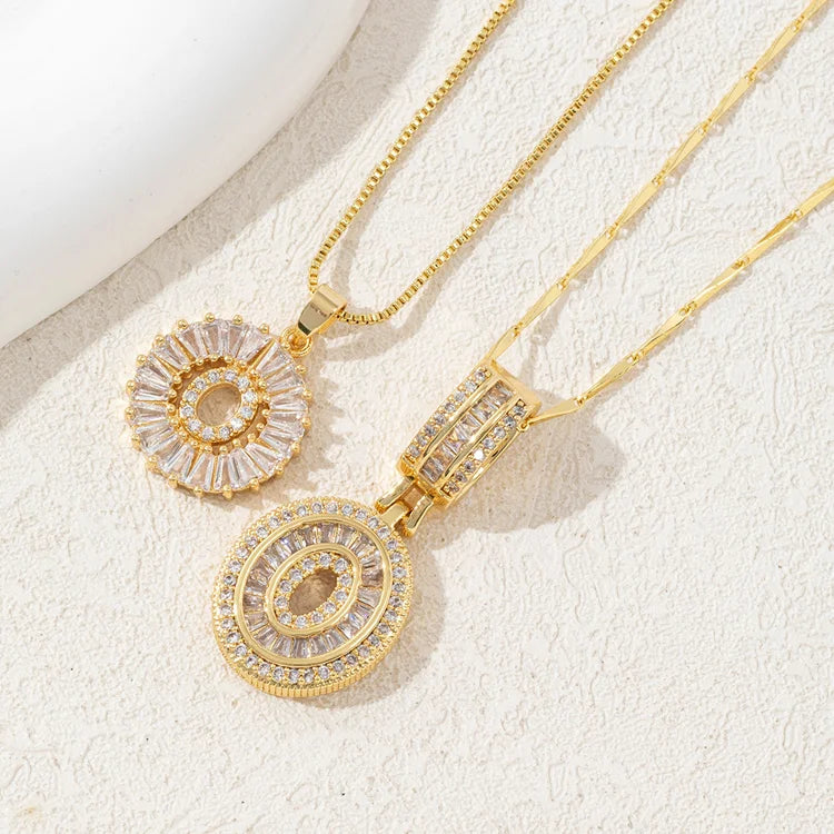 14K Diamond Letter Initial Necklaces Set (2-Piece)