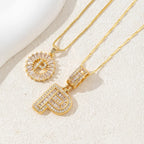 14K Diamond Letter Initial Necklaces Set (2-Piece)