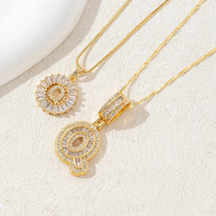 14K Diamond Letter Initial Necklaces Set (2-Piece)