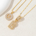 14K Diamond Letter Initial Necklaces Set (2-Piece)