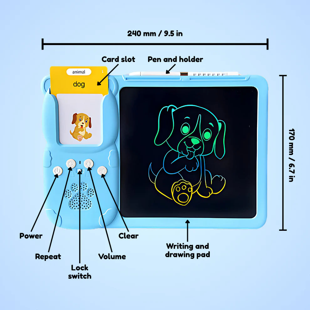 Kids Learning & Drawing Tablet — No Blue Light, 224 Words for Early Learning