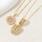 14K Diamond Letter Initial Necklaces Set (2-Piece)