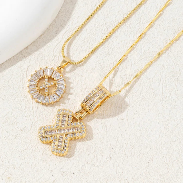 14K Diamond Letter Initial Necklaces Set (2-Piece)