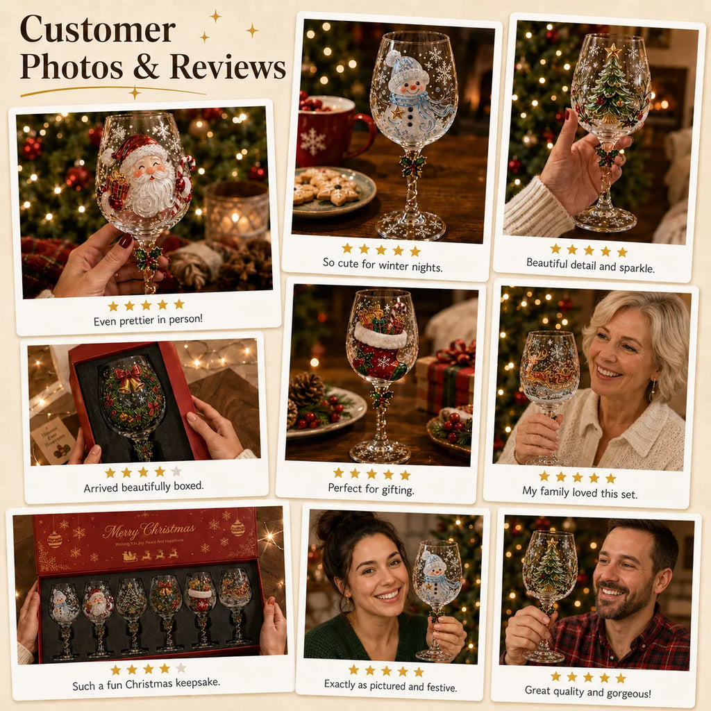 Handcrafted 3D Christmas Wine Glass – Festive Holiday Goblet