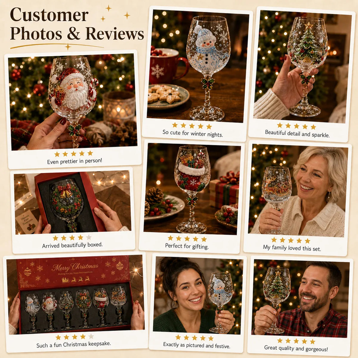 Handcrafted 3D Christmas Wine Glass – Festive Holiday Goblet
