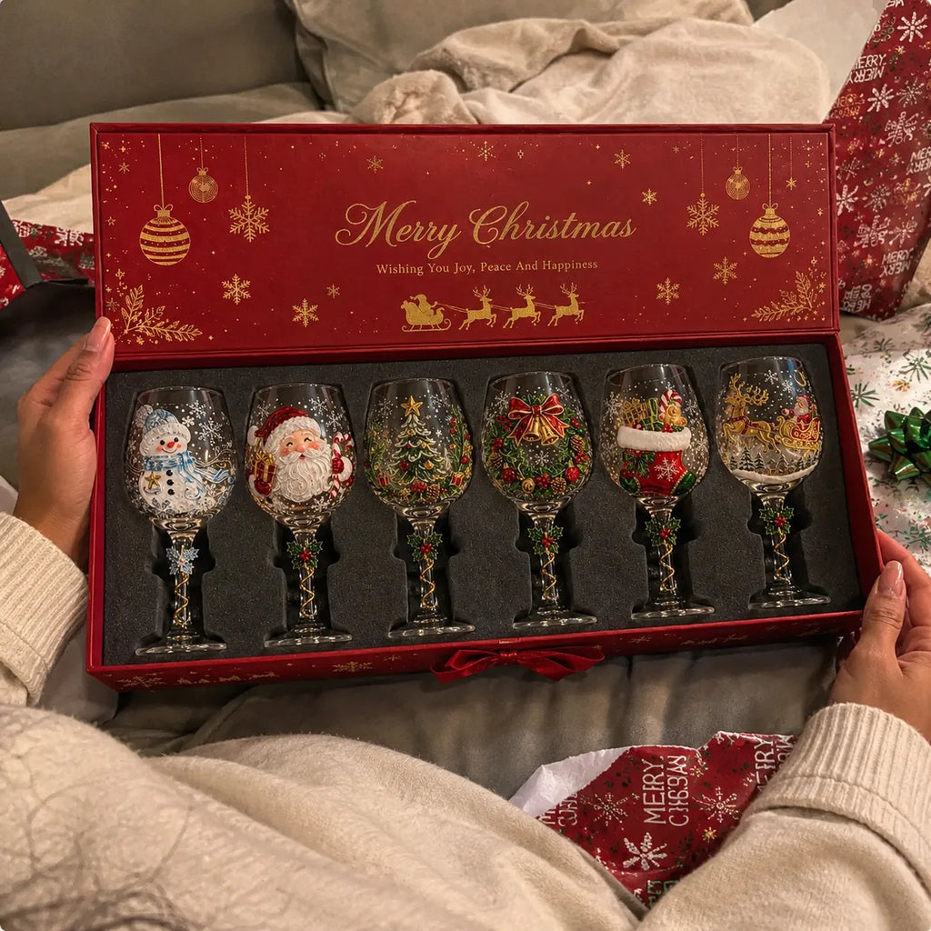 Handcrafted 3D Christmas Wine Glass – Festive Holiday Goblet