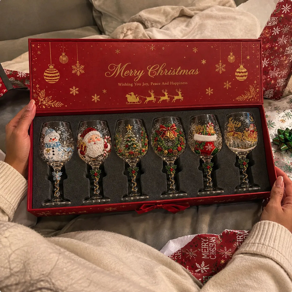 Handcrafted 3D Christmas Wine Glass – Festive Holiday Goblet