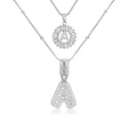 14K Diamond Letter Initial Necklaces Set (2-Piece)