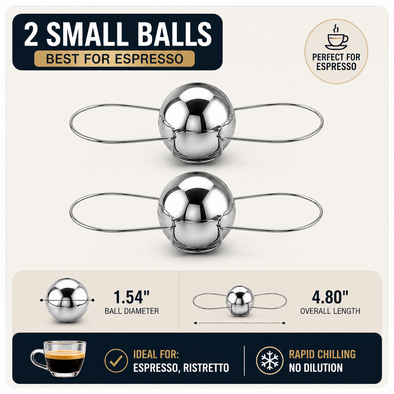 Espresso Chilling Ball – Stainless Steel Coffee Cooling Sphere