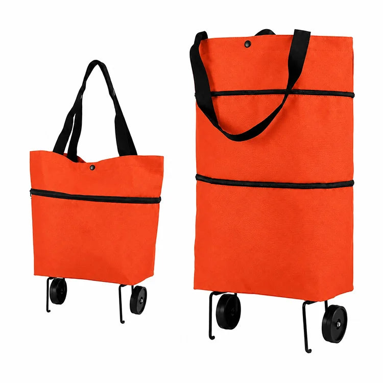 2-in-1 Foldable Rolling Shopping Tote