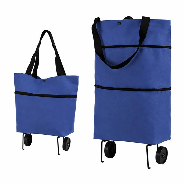 2-in-1 Foldable Rolling Shopping Tote
