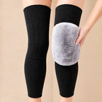 Extra-Long Thermal Knee Warmers – Plush Rabbit Fur-Lined Wool-Blend Leg Sleeves