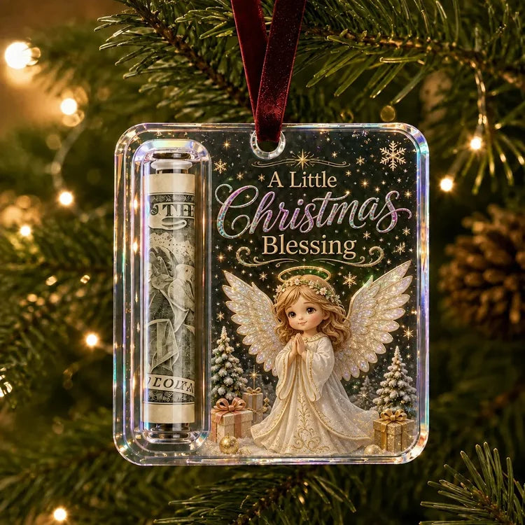 Christmas Cash Gift Ornament – Clear Money Holder Keepsake