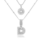 14K Diamond Letter Initial Necklaces Set (2-Piece)