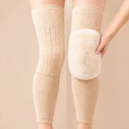Extra-Long Thermal Knee Warmers – Plush Rabbit Fur-Lined Wool-Blend Leg Sleeves