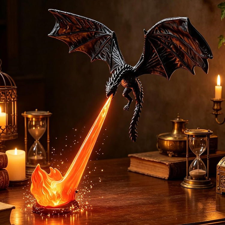 3D Dragon Fire Bookshelf Light – Flying Fantasy Nook Decor