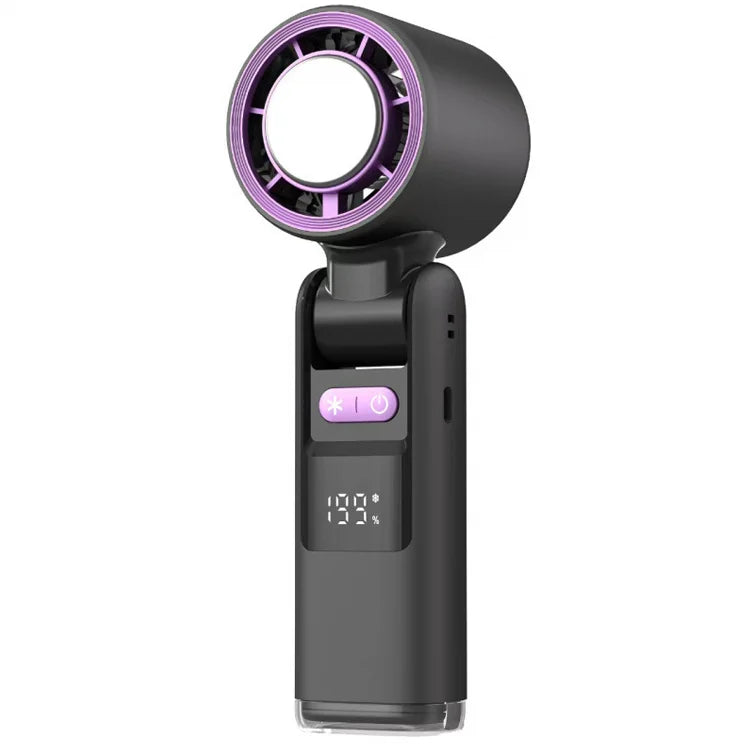 Portable Handheld Fan with LED Light — Strong Wind & Foldable Design